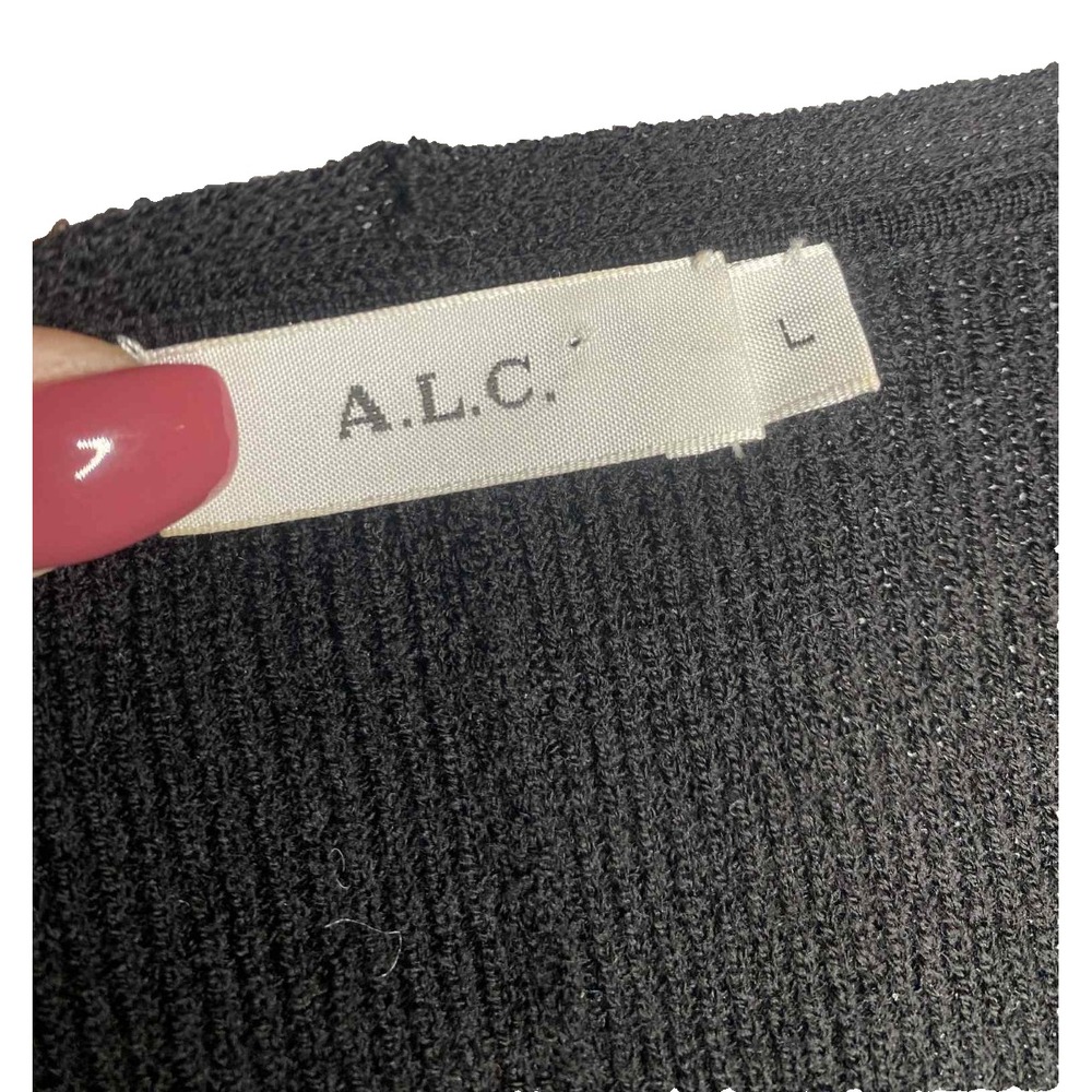 A.L.C Black sweater Merino Wool blend Long Sleeve Sweater Women's Size Large - Picture 3 of 9